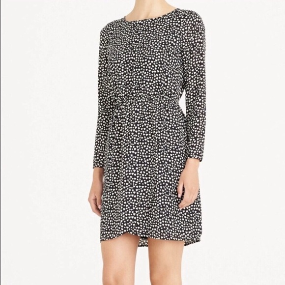 J. CREW Black White Heart Midi Mini Dress Long Sleeve Mercantile Size 8 Holiday - Picture 9 of 9